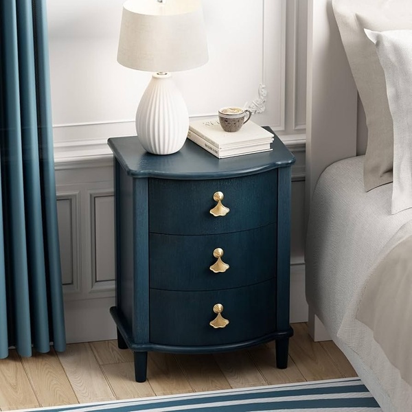 nightstand, bedside table, small dresser, storage cabinet, bedroom furniture, bestseller push, lifestyle, minimalist, calm, luxurious, blue, neutral
